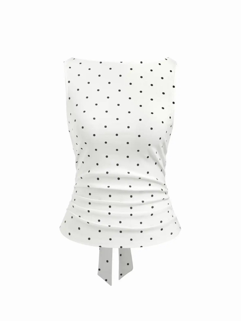 Cider White Polka Dot Sleeveless Tie-Back Top